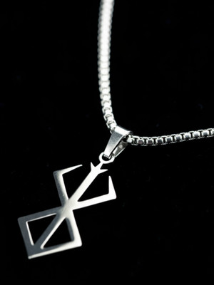 RAPPERSSHOP Minimalist Geometric Abstract Pendant Locket with Chain Sterling Silver Stainless Steel Pendant Set