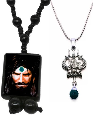 Dynamic Retail Global Religious Jewelry Mahakal Shiva Trishul Mahadev Locket Cotton Dori Pendant m-94j Crystal Locket Set