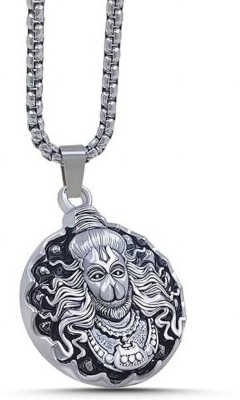 kiandka creation Silver plated Hanuman bajrangbali balaji locket chain for boy/men &girls/women Silver Stainless Steel Pendant