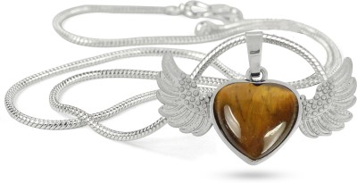 REIKI CRYSTAL PRODUCTS Natural Tiger Eye Stone Heart With Wings Pendant/Locket For Unisex With Chain Crystal Crystal Pendant