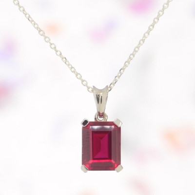 Gemzonite Ceylonmine Best and Natural Ruby Stone Pendant For Women Silver Ruby Stone Pendant