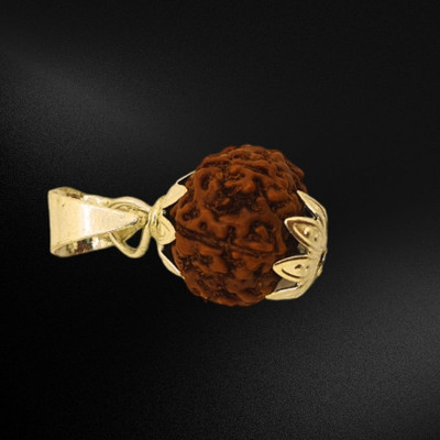 ASTHA Bhakti JEWELLERY 7 Mukhi Rudraksha Original Certified Seven Face Natural Gold-plated Brass, Wood Locket Set