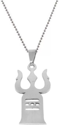 Shiv Jagdamba Religious Shiv Trishul Locket With Chain Sterling Silver Stainless Steel Pendant Set