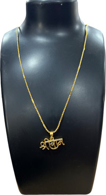 Charms Shree Ram Alphabet Religious Pendant Gold-plated Alloy Locket Set