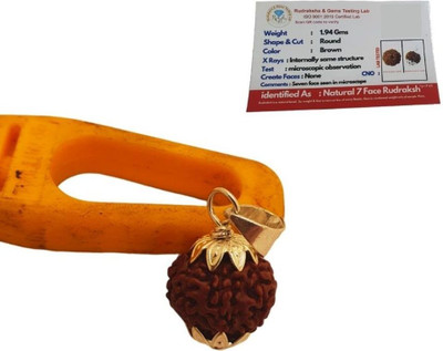 memstomuch 7 Mukhi 7 Faced Nepali Rudraksha Pendant Positive Effect For Both Men & Women Gold-plated Wood Locket Set