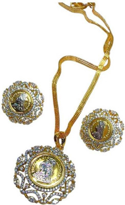 JEWELRY PLANET GINNI SET Gold-plated Zircon Brass Locket Set