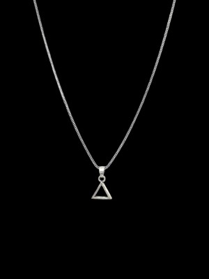 PINKCITY SHOPEE TRENDY AESTHETIC SILVER TRIANGLE STYLISH NEW HAND-MADE DESIGN PENDANT WITH CHAIN Brass Locket Set