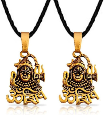 house of common Set Of 2 JAR0530-02 Om Shiva Mahakaal Mahadev With Trishul Pendant Locket Dori Stainless Steel Pendant Set