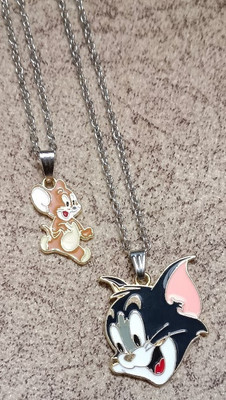 EndlessFashion F 105_JS tom jerry pen-ihuh Silver Stone Pendant Set