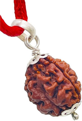 JangraBro Origin 3 Mukhi Rudraksha Three Face Rudraksha Metal Capping Wood Pendant
