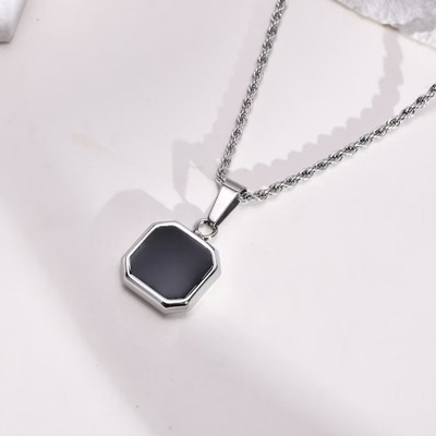 JS Enterprises Silver Stainless Steel Pendant Set
