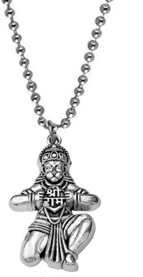 kiandka creation Silver plated Hanuman bajrangbali locket ball chain for boy/men&girls/women Stainless Steel Locket
