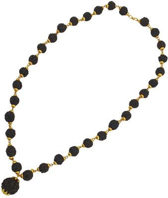 memstomuch TRishul Rudraksha Mala With Panchmukhi Original rudraksha Cap Mala Gold-plated Beads Brass, Alloy Locket Set
