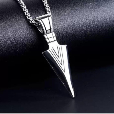 JS Enterprises Arrowhead Arrow Style Pendant Punk Style Men's Arrow Pendant for Boys and Men. Stainless Steel Pendant Set