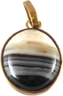 Gemzonite Sulemani Black Hakik Original Semi Precious Agate Pendant Astrological Purpose Gold-plated Stone Pendant