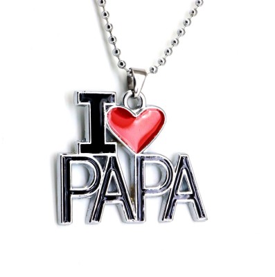 Love And Promise Stylish I love Papa Father Love Pendant With Chain Rhodium Stainless Steel Pendant