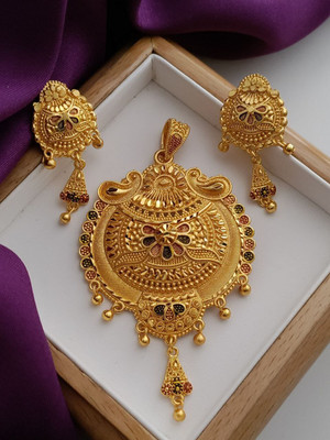 Chehar Fashion World Stone Gold-plated Gold Jewellery Set(Pack of 2)