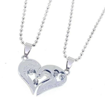 Diivine Hindu Silver Stone Couple Brocken heart Locket Sterling Silver Stainless Steel Pendant