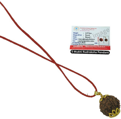 Dayalu Store 5 Mukhi Nepali Rudraksha Five Face Rudraksha Nepali Lab Certified Wood Pendant Gold-plated Beads Brass, Wood Pendant