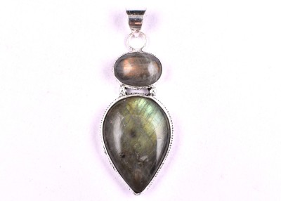 AAR Jewels Handcrafted Pendant Necklace Rhodium Labradorite Metal Locket Set