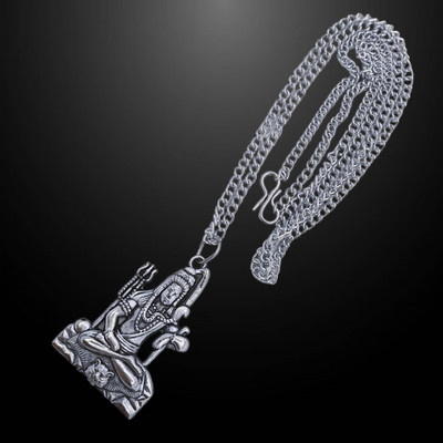 Khushal ENTERPRISE Most Demanded Shiv Trishul OM Dotted Locket Pendant With Chain For Unisex Silver Brass, Alloy Locket