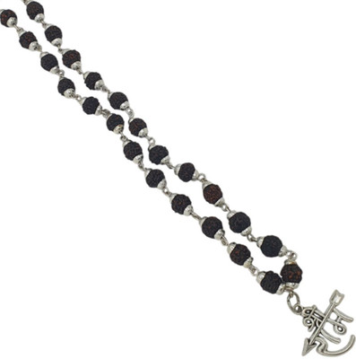 lisa vorce Rudraksha mala Original Panchmukhi Rudraksh Mala Silver plated wood chain Silver Beads Brass, Wood Pendant Set