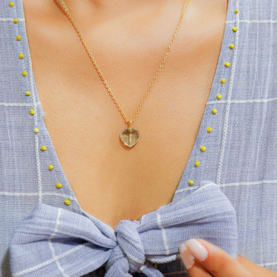 Onearth Smoky Quartz Stone Pendant with Golden Chain for Men & Women Gold-plated Quartz Brass Pendant