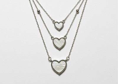 Gandhi global mart TRIPLE LAYER WHITE CLOVER NECKLACE FOR GIRLS Silver Quartz Stainless Steel Pendant