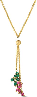 Kanstoor Green & Pink Drop Beads With 18 Inch Chain For Women & Girls Gold-plated Beads Alloy Locket