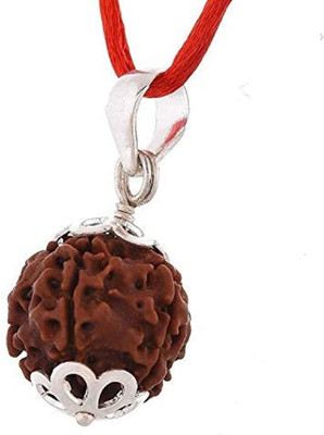 Beautum Natural 3 Mukhi Rudraksha Nepali With Capping Three Face Rudraksha Wood Pendant