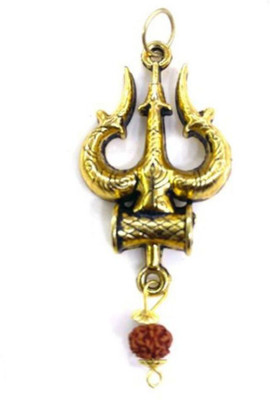 Sd Astro Gems and Vastu Shiva Trishul Locket with Rudraksha Golden color with High Quality Brass Locket