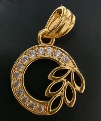 Shyury Fancy Gold plated Chain with leaf in circle Pendant Stylish Partywear for Women Silver Diamond Stainless Steel Pendant
