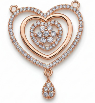 forevershine PREMIUM Rose Gold Plated Triple Heart & Floral Design Pendant Alloy Pendant