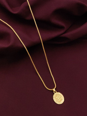 ATMESHWARSALES Gold-Plated Chain with Intricately Designed Om Pendant (Unisex) Gold-plated Alloy Pendant