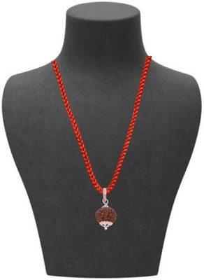Fine Creation Lab Certified Natural 9 Mukhi Rudraksha Bead indonesian 9 Face Rudraksha Silver Brass Pendant