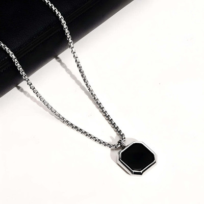 ShobhRam Silver Stainless Steel Pendant Set