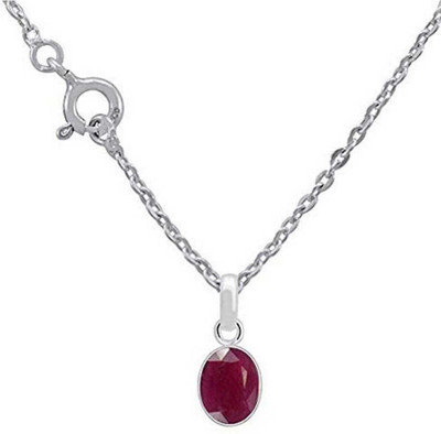 Gemzonite Ruby Pendant with Natural Manik Stone Astrological & Lab Certified Silver Ruby Brass Pendant