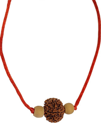 Shiv Aastha Original 5 Mukhi Nepali Rudraksha With White Chandan Pendant Chain Beads Wood Pendant