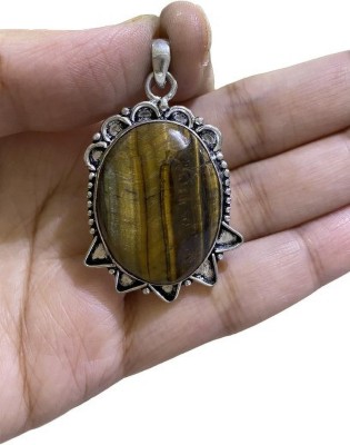 Gemzonite Tiger's Eye Stone Ashtadhatu Pendant Certified Natural for Men and Women Brass Pendant