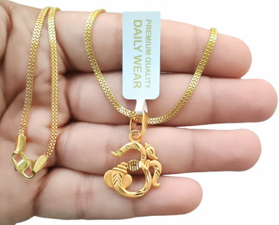 SAPNAPALACE Om ganesha god pendant with gold chain Gold-plated Brass Pendant