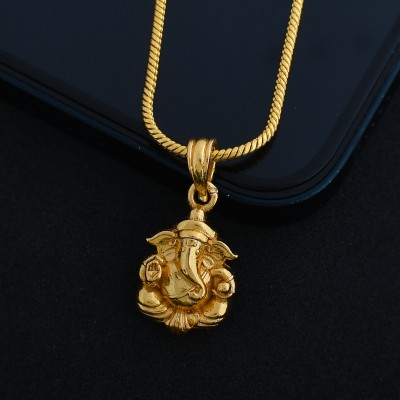 NAVYA ART Gold Chain With God Ganesh ji Ganpati Bappa For Men Boys Women Girls Gold-plated Brass Pendant Set