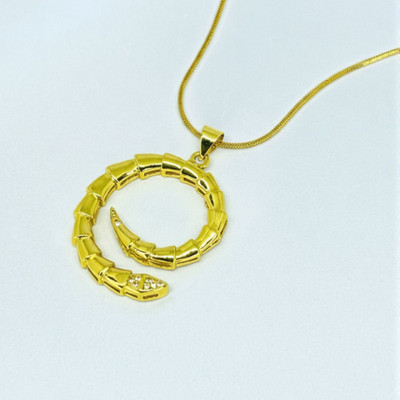 nillore Gold-Plated Coiled Snake Statement Pendant Necklace Gold-plated Stainless Steel Locket