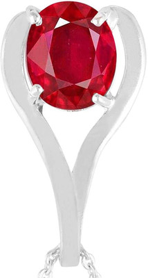 KUSHMIWAL GEMS 11.25 Ratti 10.25 Crt A+ Quality Natural Ruby Manik Ashtadhatu Pendant Silver Ruby Brass Pendant