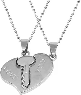 M Men Style Valentine Couple I Love You Lock Key Broken Heart Pendant Sterling Silver Stainless Steel Pendant