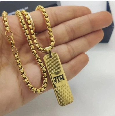 SK TRADERS Shree Ram 18k Gold Plated Dotted Pendant with chain Gold-plated Alloy Locket Set