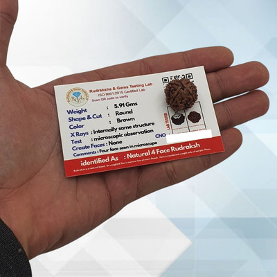 robbanmant 4 Mukhi Rudraksha With Lab Certified Beads Wood Pendant Set