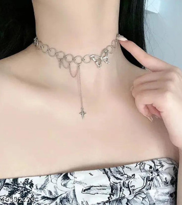 SHARANYA Latest Anti Tarnish Butterfly Star Pendant for Women & Girls -Adjustable Silver Alloy Pendant
