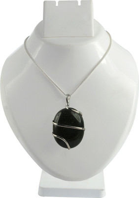 REIKI CRYSTAL PRODUCTS Natural Black Tourmaline Oval Shape Pendant Locket with Metal Chain for Unisex Tourmaline, Agate Crystal Pendant