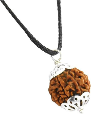 Anandam 7 Mukhi Nepali Rudraksha/Seven Faced Nepali Rudraksh Beads Wood Pendant Beads Silver Wood Locket