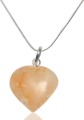 REIKI CRYSTAL PRODUCTS Natural Citrine Heart Pendant / Locketwith Metal Chain 15-20 mm Citrine, Crystal Crystal Pendant
